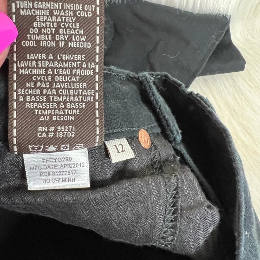 7 For All Mankind Kids Roxanne Skinny Jeans Black Stretch Low Rise Denim 12